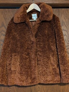 Sam Edelman Plush Rust Brown Faux Fur Coat